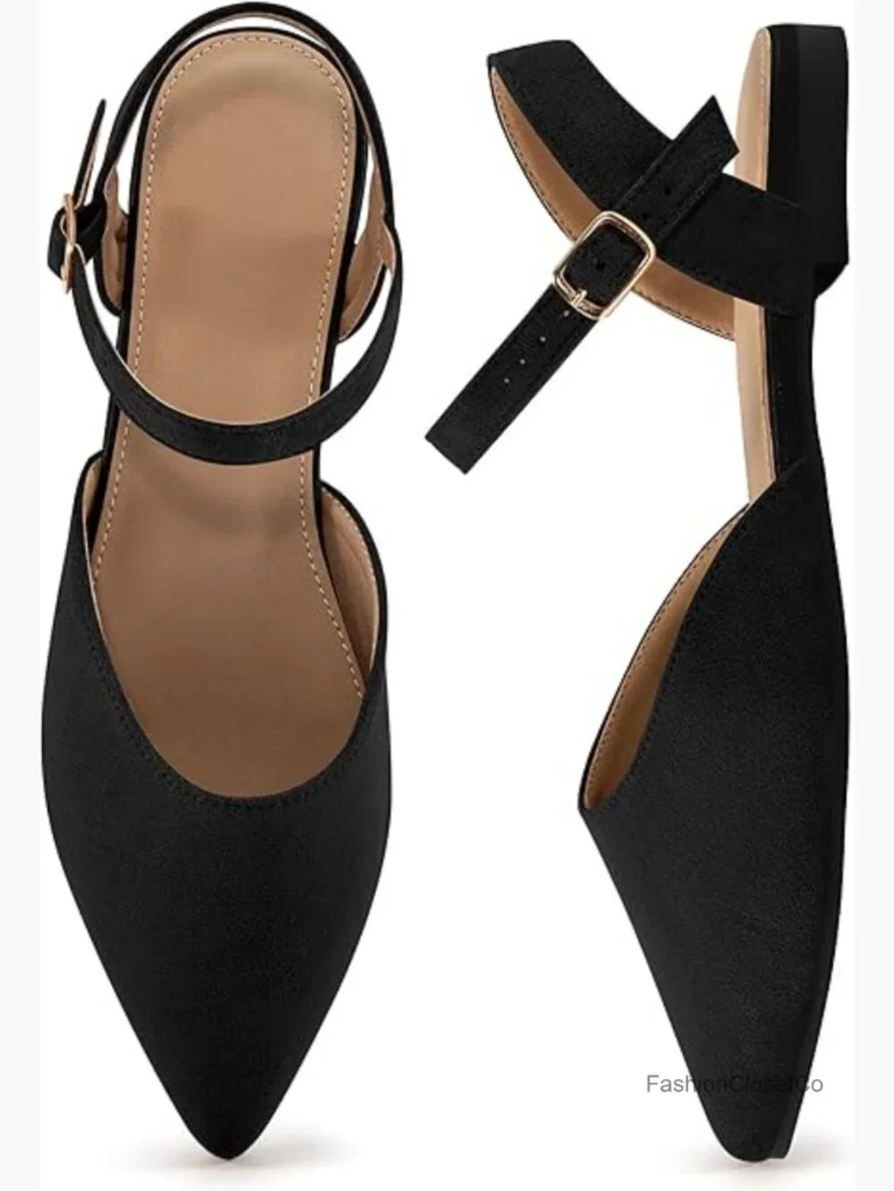 Closed Pointed Toe Dressy Flats - Comfortable Business Casual Walking Sandals - Picture 1 of 7